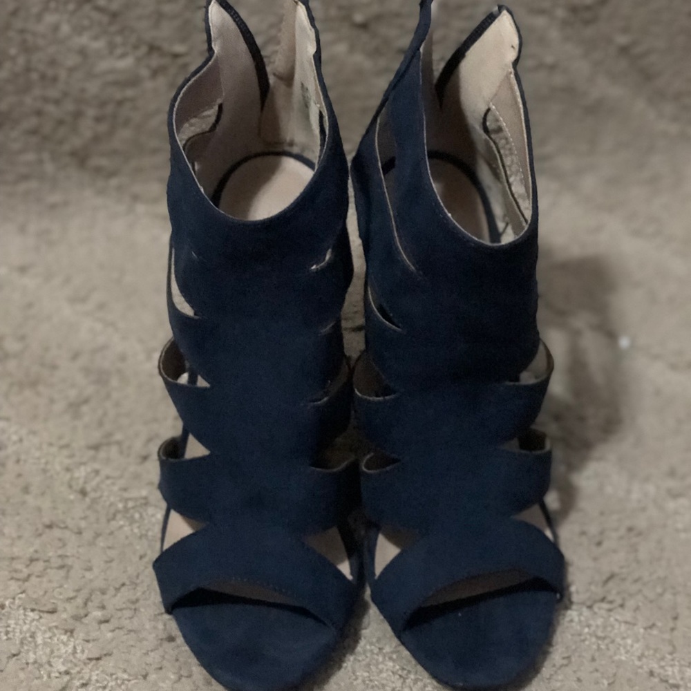 Navy blue chunky heels
